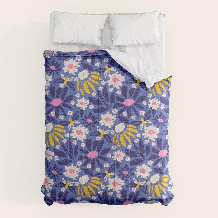 Wild Floral - Blue, Pink and Yellow Comforter Gallery Image 6
