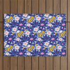 Wild Floral - Blue, Pink and Yellow Outdoor Rug Gallery Image 1
