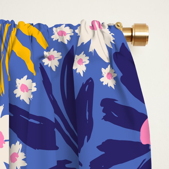Wild Floral - Blue, Pink and Yellow Window Curtain Gallery Image 2