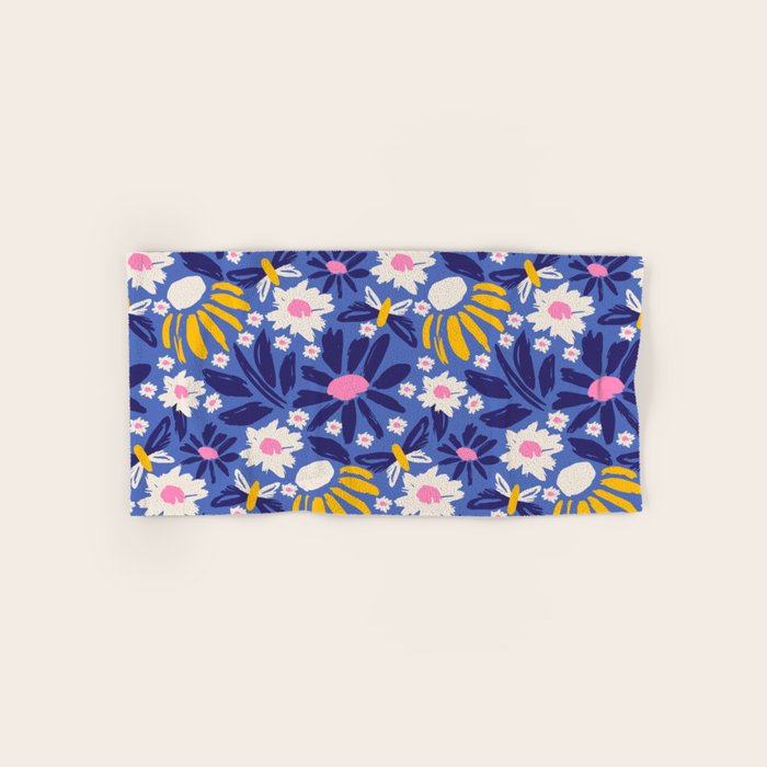 Wild Floral - Blue, Pink and Yellow Bath Towel Gallery Image 1