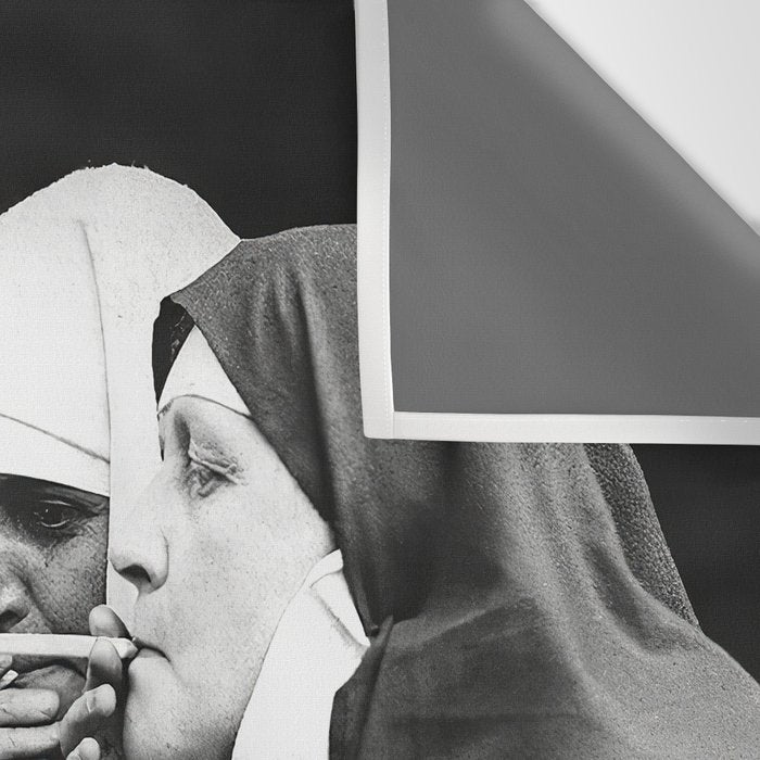 Nuns Smoking, Funny Black and White Vintage Art Wall Tapestry Gallery Image 3