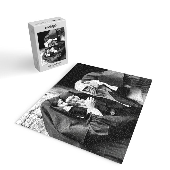 Nuns Smoking, Funny Black and White Vintage Art Jigsaw Puzzle Gallery Image 2