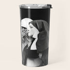 Nuns Smoking, Funny Black and White Vintage Art Travel Mug Gallery Image 2