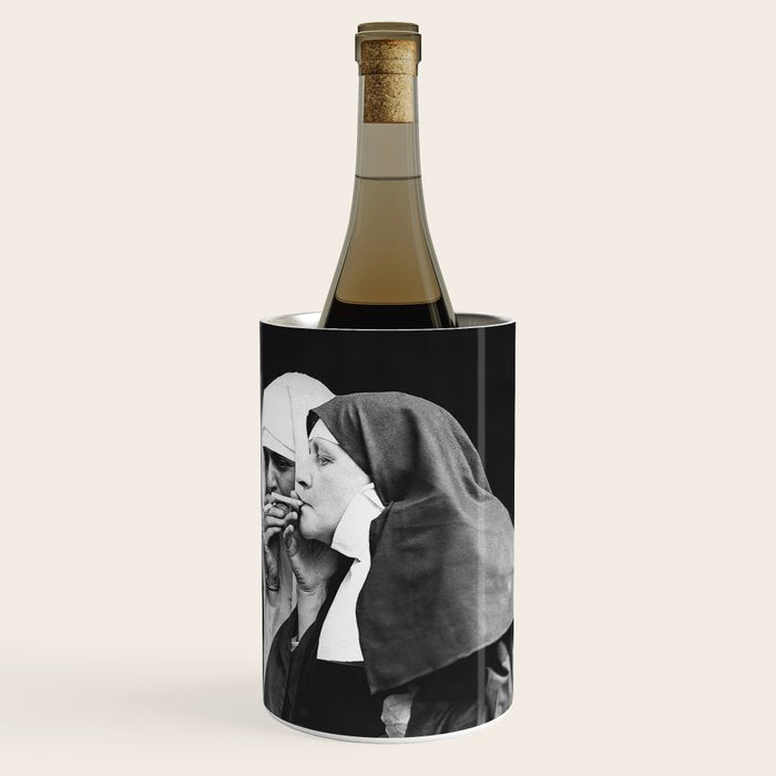 Nuns Smoking, Funny Black and White Vintage Art Wine Chiller Gallery Image 3
