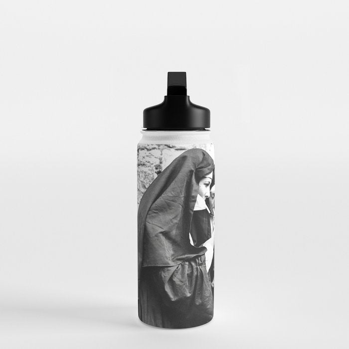 Nuns Smoking, Funny Black and White Vintage Art Water Bottle Gallery Image 3