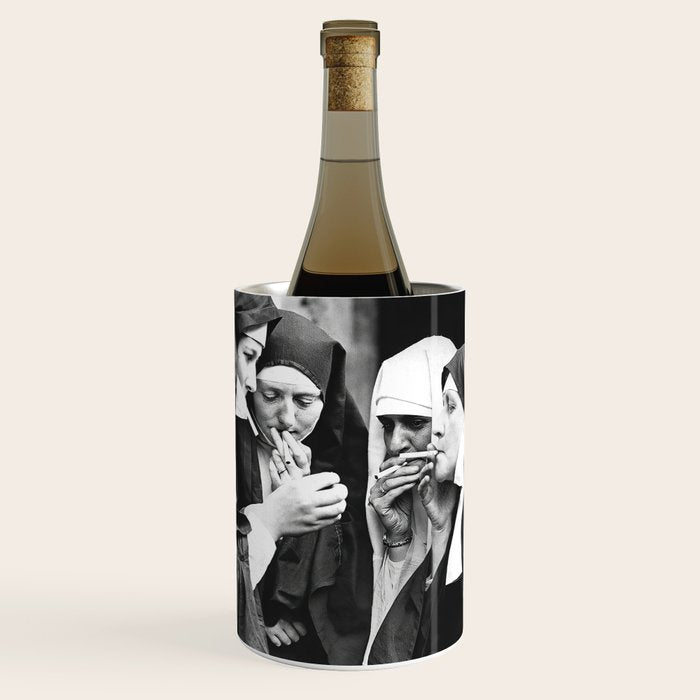Nuns Smoking, Funny Black and White Vintage Art Wine Chiller Gallery Image 1