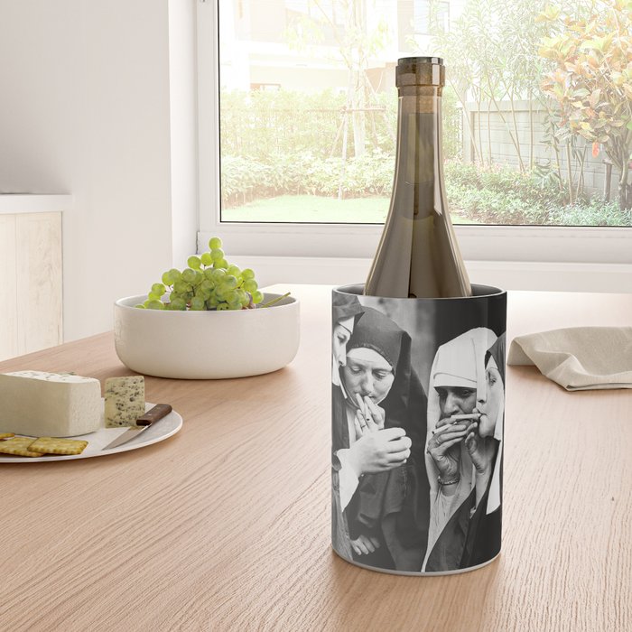 Nuns Smoking, Funny Black and White Vintage Art Wine Chiller Gallery Image 4