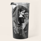 Nuns Smoking, Funny Black and White Vintage Art Travel Mug Gallery Image 3