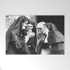 Nuns Smoking, Funny Black and White Vintage Art Welcome Mat Gallery Image 1