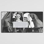 Nuns Smoking, Funny Black and White Vintage Art Desk Mat Gallery Image 1