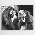 Nuns Smoking, Funny Black and White Vintage Art Jigsaw Puzzle Gallery Image 1
