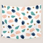 Terrazzo (turquoise, navy, pink & gold) Wall Tapestry Gallery Image 4