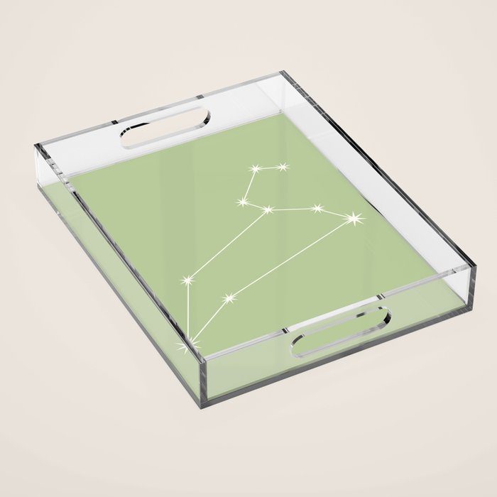 Leo Zodiac Star Constellation Line Art Soft Green Acrylic Tray Gallery Image 1
