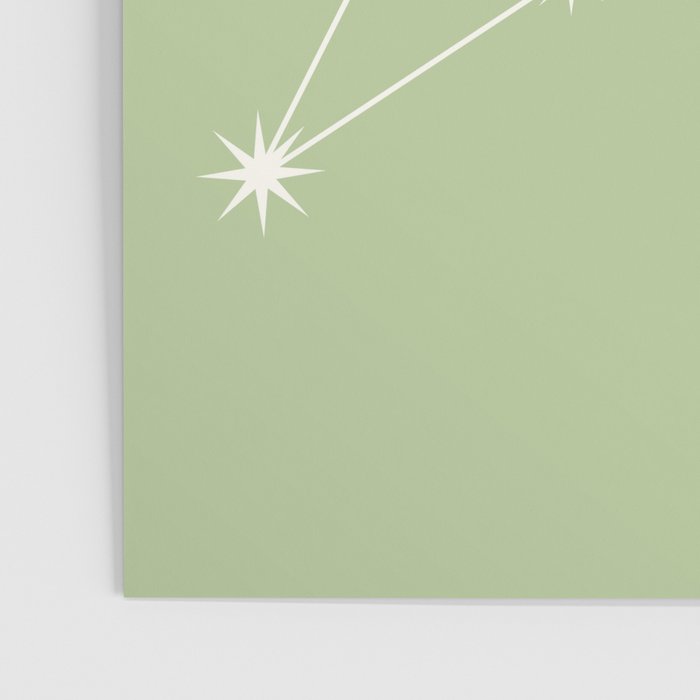 Leo Zodiac Star Constellation Line Art Soft Green Poster Gallery Image 3