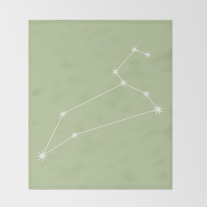 Leo Zodiac Star Constellation Line Art Soft Green Throw Blanket Gallery Image 2