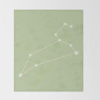 Leo Zodiac Star Constellation Line Art Soft Green Throw Blanket Gallery Image 2