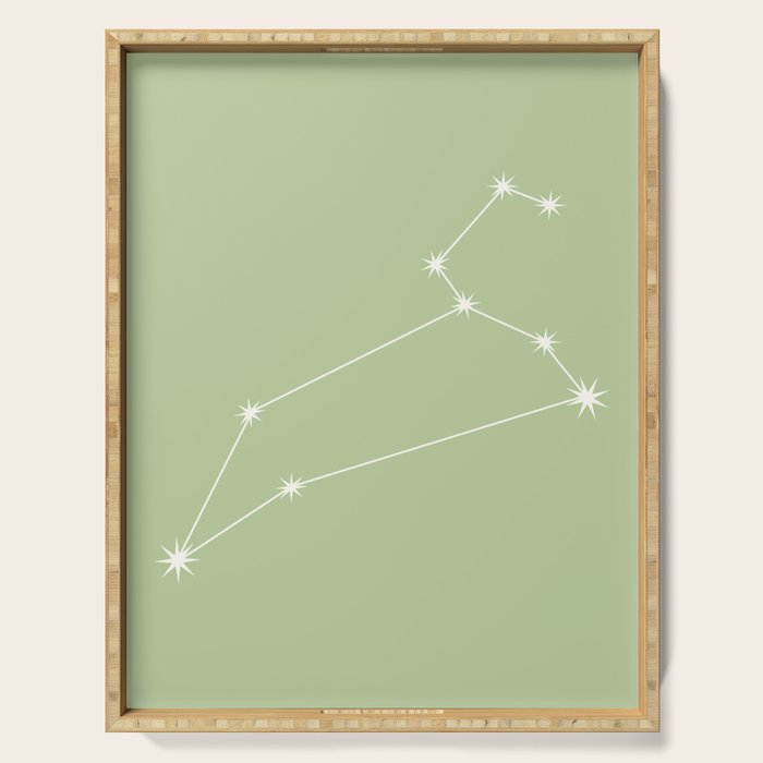 Leo Zodiac Star Constellation Line Art Soft Green Serving Tray Gallery Image 1