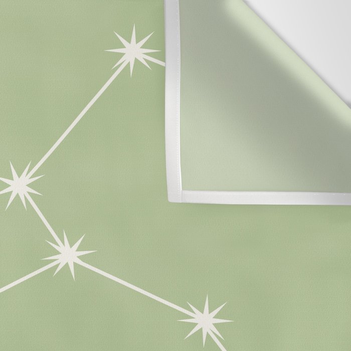 Leo Zodiac Star Constellation Line Art Soft Green Wall Tapestry Gallery Image 3