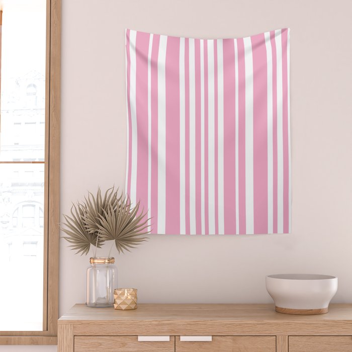 Classic Stripes XXXI - Pastel Pink  Wall Tapestry Gallery Image 2