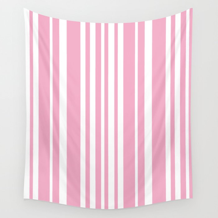 Classic Stripes XXXI - Pastel Pink  Wall Tapestry Gallery Image 1