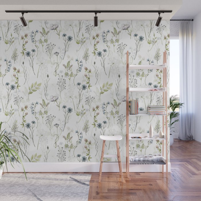 Wildflowers Meadow Botanical Flower Garden  Wall Mural Gallery Image 1
