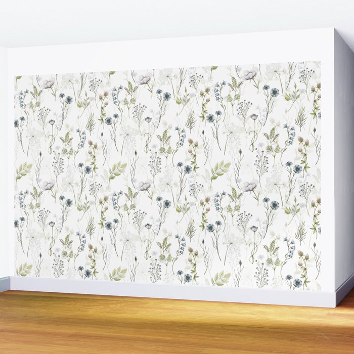 Wildflowers Meadow Botanical Flower Garden  Wall Mural Gallery Image 2