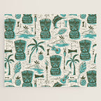 Tropical Tiki - Cream & Aqua Jigsaw Puzzle Gallery Image 1