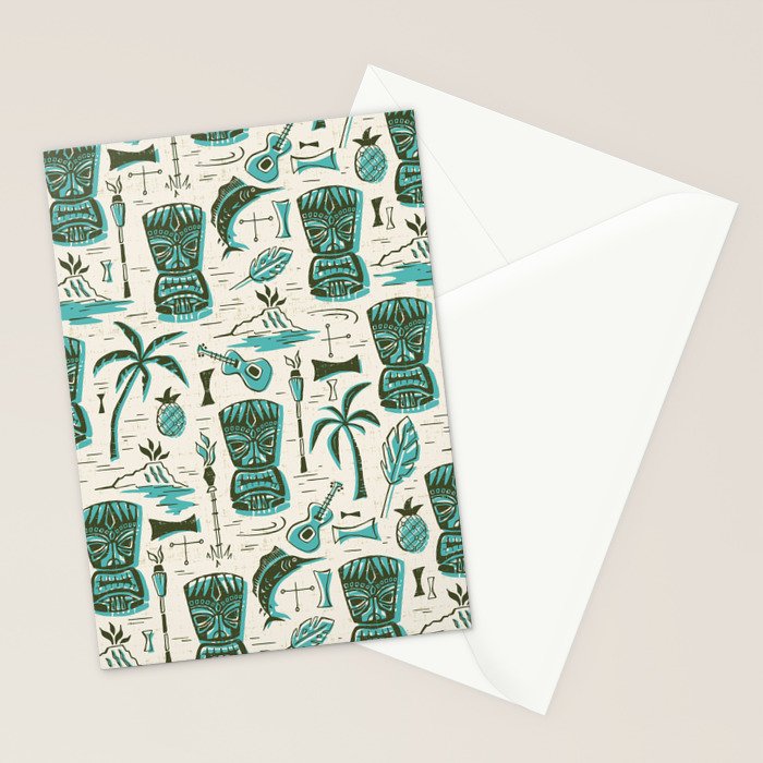 Tropical Tiki - Cream & Aqua Stationery Card Gallery Image 2