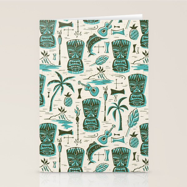 Tropical Tiki - Cream & Aqua Stationery Card Gallery Image 2