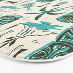 Tropical Tiki - Cream & Aqua Bath Mat Gallery Image 3