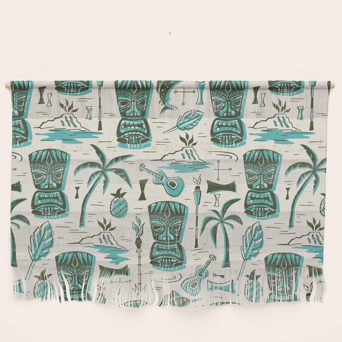Tropical Tiki - Cream & Aqua Wall Hanging Gallery Image 1