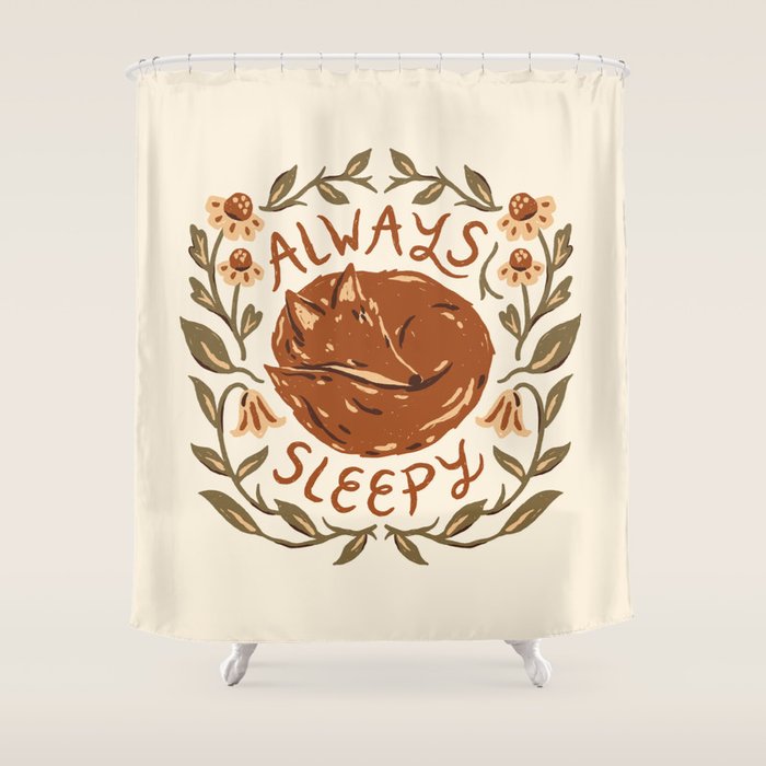 'Always Sleepy' Fox Shower Curtain Gallery Image 1