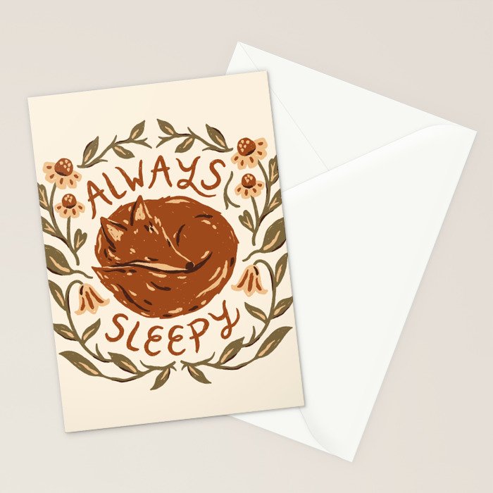 'Always Sleepy' Fox Stationery Card Gallery Image 2