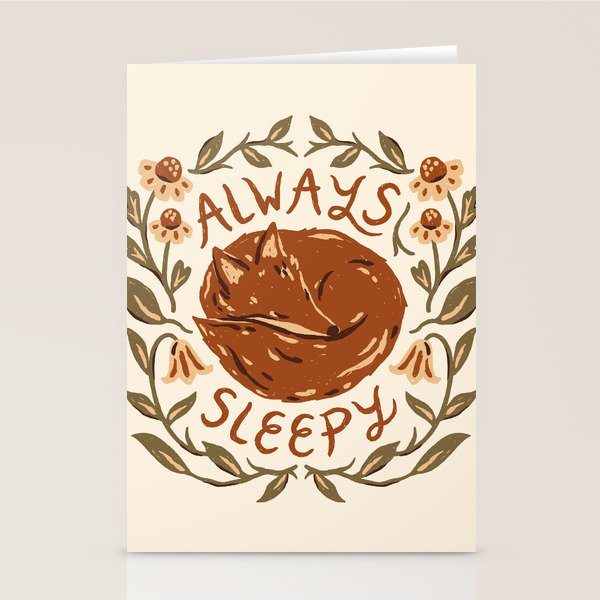 'Always Sleepy' Fox Stationery Card Gallery Image 2