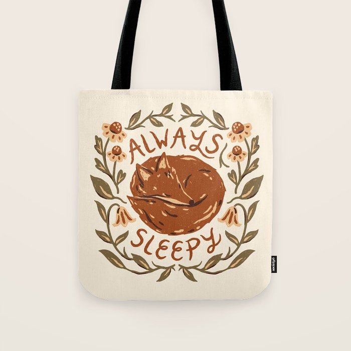 'Always Sleepy' Fox Tote Bag Gallery Image 1