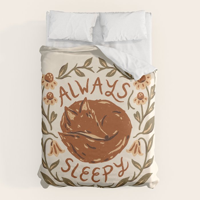 'Always Sleepy' Fox Duvet Cover Gallery Image 6