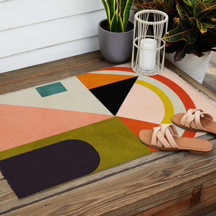 retro minimal 4 Outdoor Rug Gallery Image 2