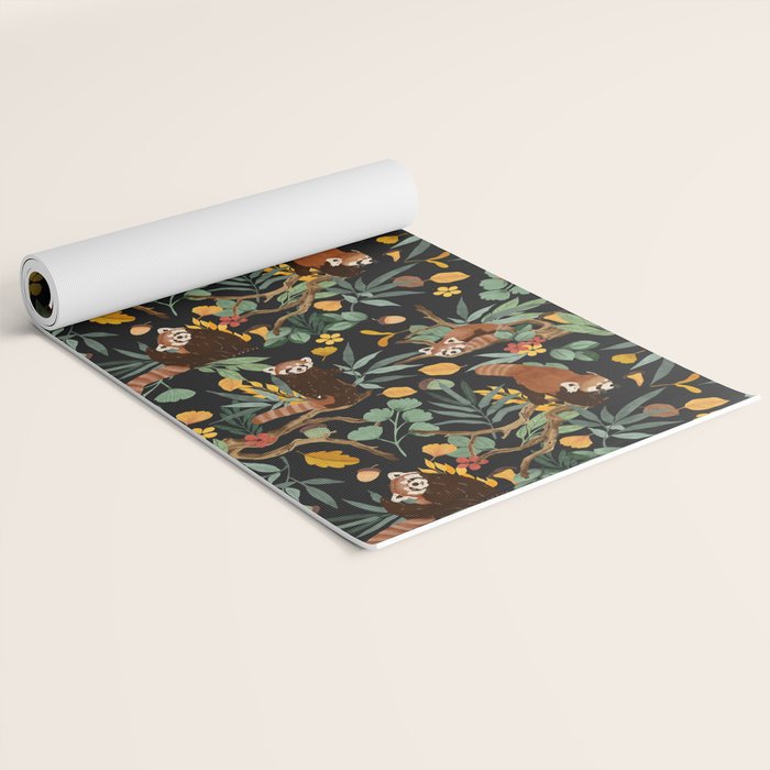 RED PANDAS IN DARK WILD NATURE Yoga Mat Gallery Image 2