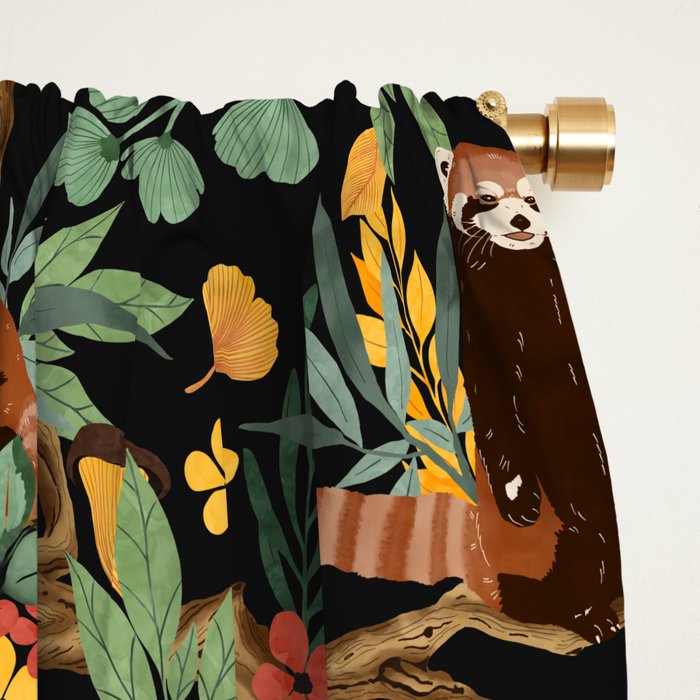 RED PANDAS IN DARK WILD NATURE Window Curtain Gallery Image 2