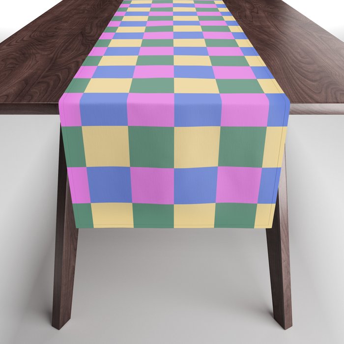 Checkered Multicolor Pattern XXI Colorful Spring Table Runner Gallery Image 1