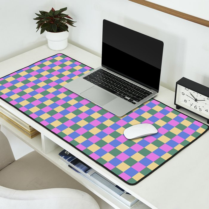 Checkered Multicolor Pattern XXI Colorful Spring Desk Mat Gallery Image 2