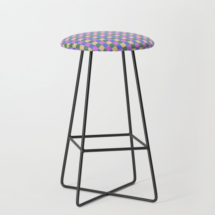 Checkered Multicolor Pattern XXI Colorful Spring Stool Gallery Image 1