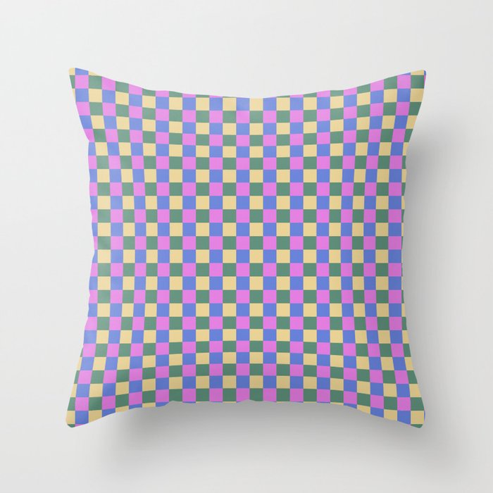 Checkered Multicolor Pattern XXI Colorful Spring Throw Pillow Gallery Image 6