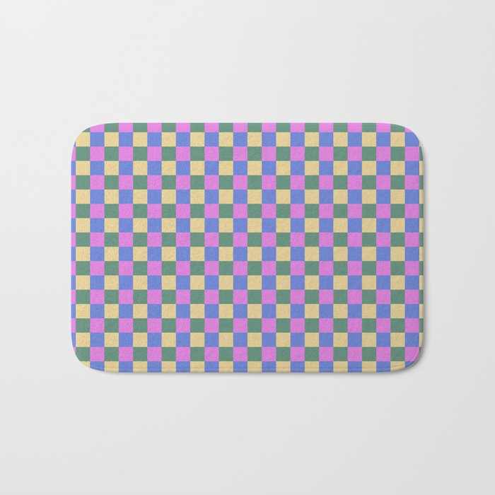 Checkered Multicolor Pattern XXI Colorful Spring Bath Mat Gallery Image 1