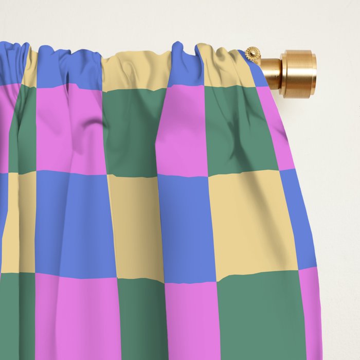Checkered Multicolor Pattern XXI Colorful Spring Window Curtain Gallery Image 2