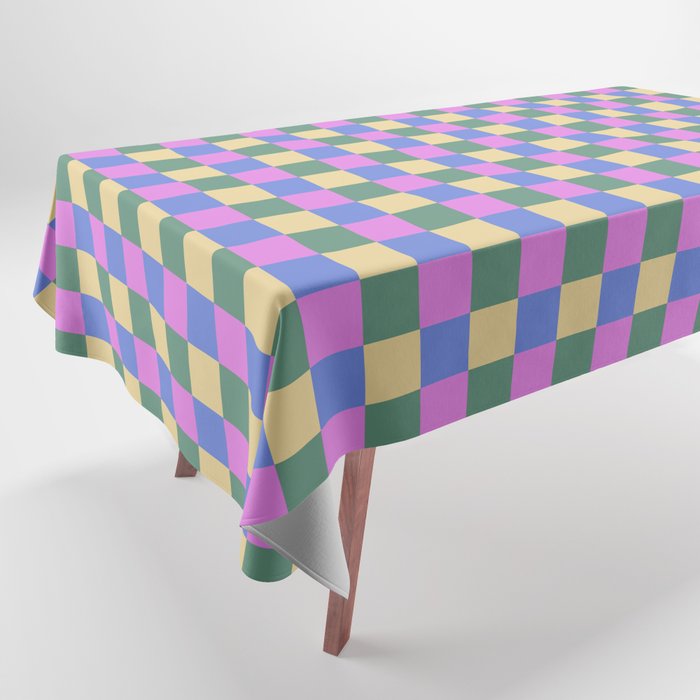 Checkered Multicolor Pattern XXI Colorful Spring Tablecloth Gallery Image 1