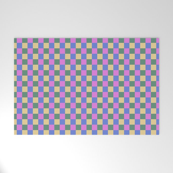 Checkered Multicolor Pattern XXI Colorful Spring Welcome Mat Gallery Image 1