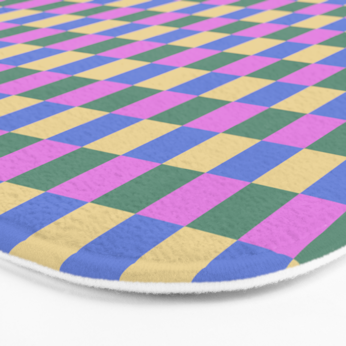 Checkered Multicolor Pattern XXI Colorful Spring Bath Mat Gallery Image 3