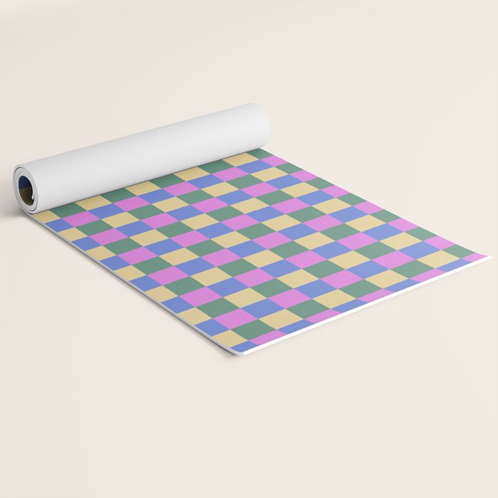 Checkered Multicolor Pattern XXI Colorful Spring Yoga Mat Gallery Image 2