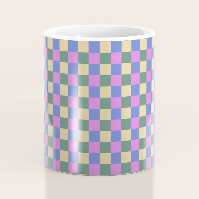 Checkered Multicolor Pattern XXI Colorful Spring Coffee Mug Gallery Image 4